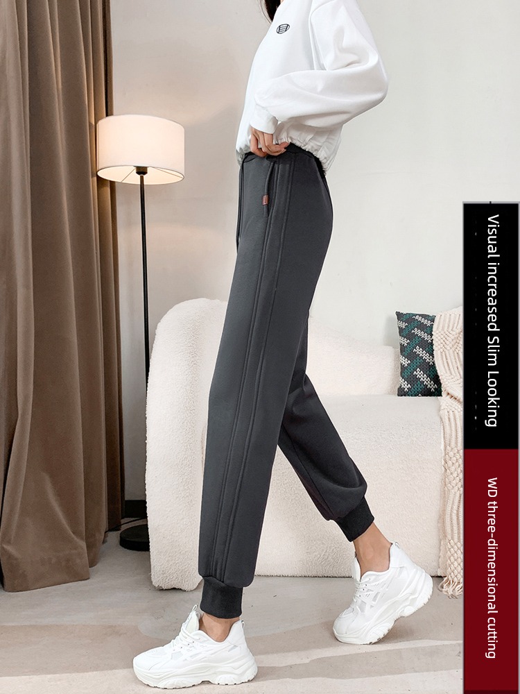 thickening female Autumn and winter leisure time easy High waist Sports pants
