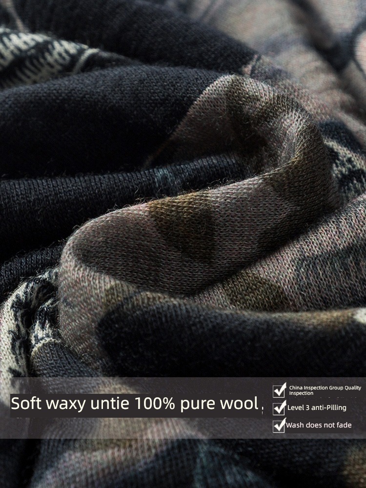 winter female Pure wool printing Versatile Cervical spine protection Neckline