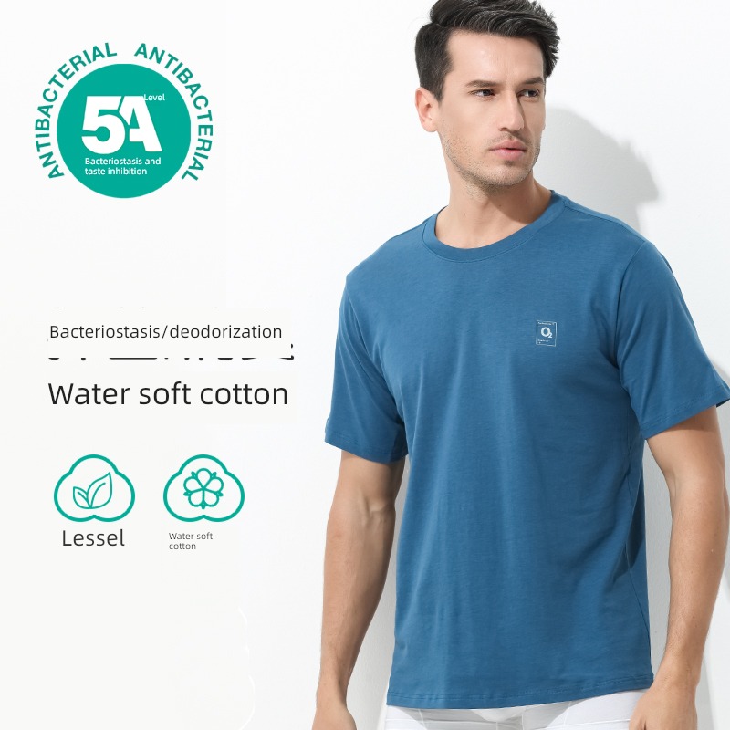Shui Rou Tencel cotton Men's leisure time Short sleeve T-shirt