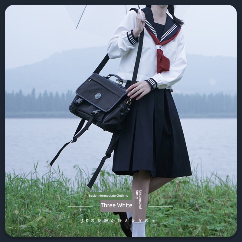 jk White body seaman middle Winter clothes Long sleeve cherry blossoms