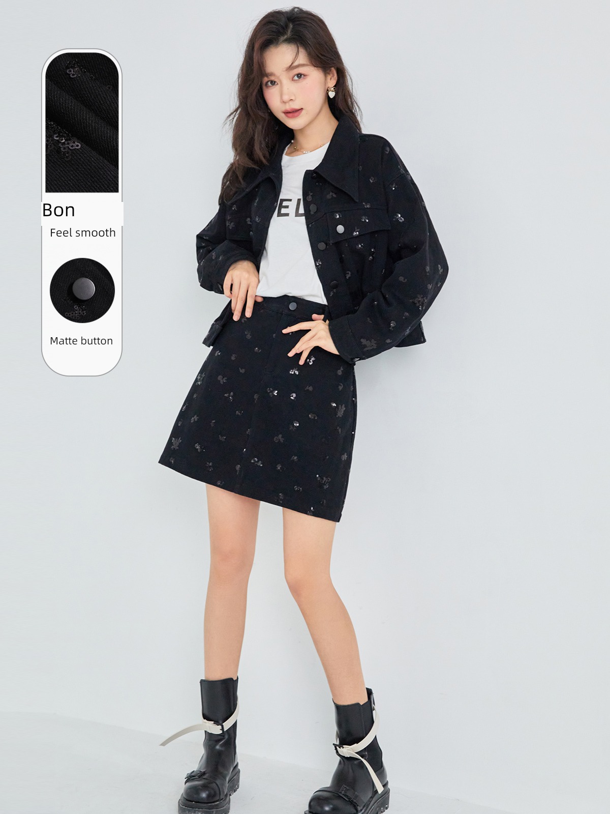 Fan rabbit Advanced sense cowboy Skirt  female suit Sequins