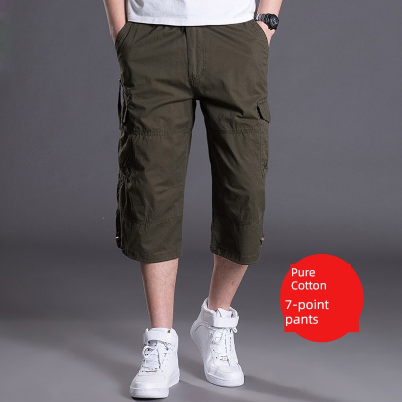 Cropped Trousers man shorts male summer easy work clothes Trousers Korean version trend motion leisure time 7-point pants thin summer