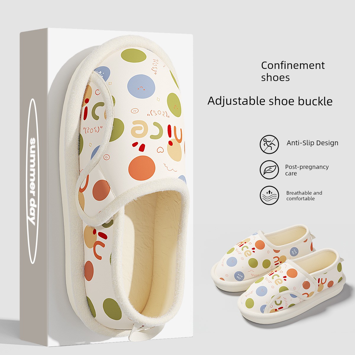 Maternity Shoes for Postpartum Women, Thin Style for Spring and Summer, Closed-Back, Soft Sole, Non-Slip, Thick-Soled Slippers for All Seasons — 6