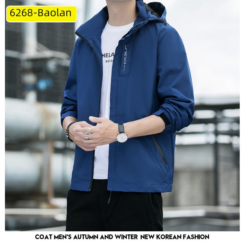 Romon autumn Hooded motion leisure time man loose coat