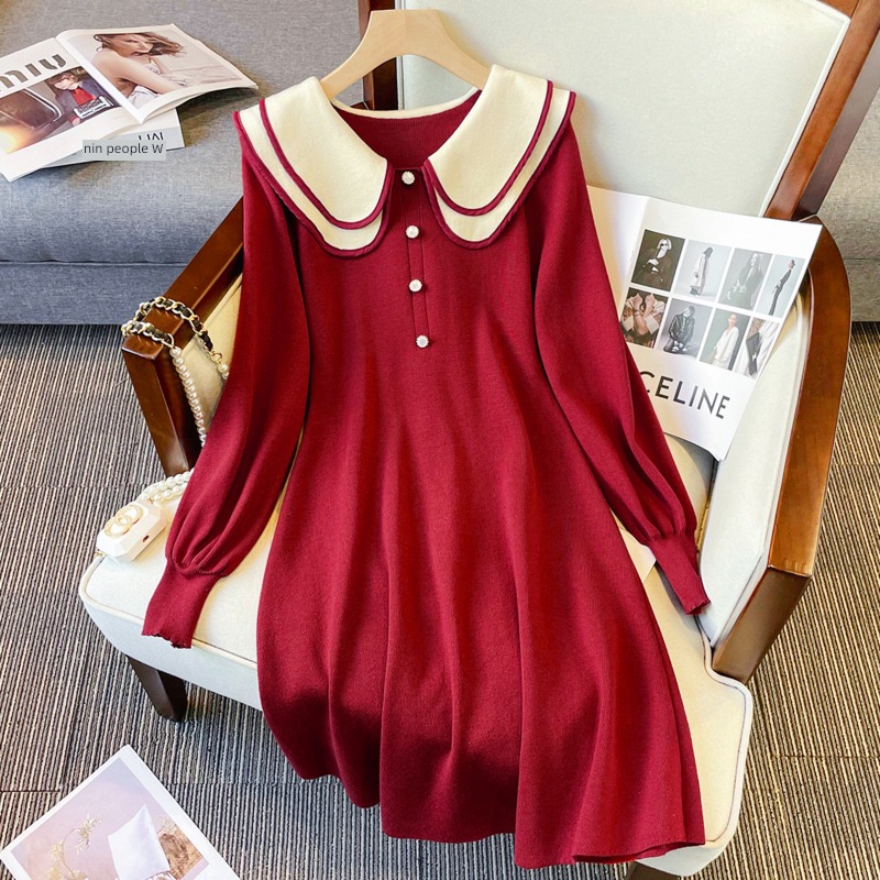 Benmingnian gules Women's wear fashion be engaged full dress Big size Inner lap knitting Dress Autumn and winter marry Come back Casual clothes