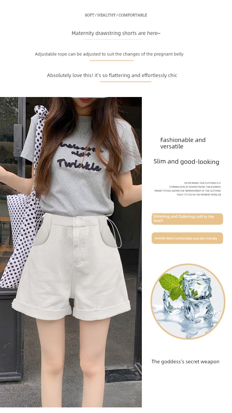 Langsha Maternity Pants Summer Shorts 2026 New Drawstring Loose Slimming Versatile Straight-Leg Casual Pants — 2