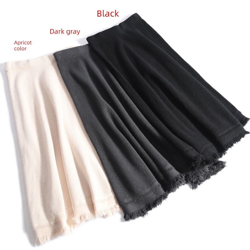 Medium and long term thickening easy Wool Pleat Knitted skirt