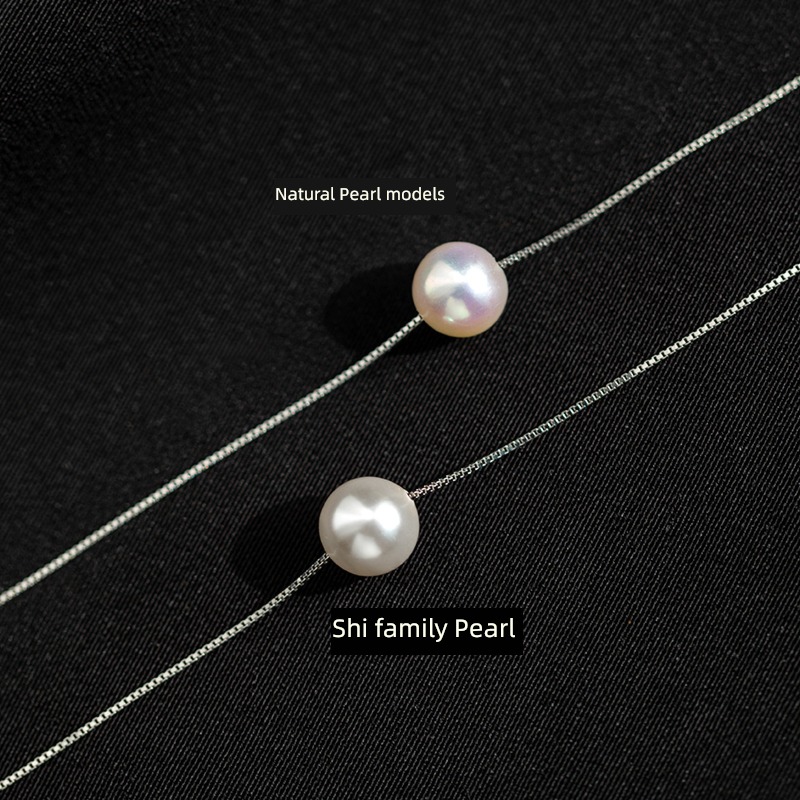 Sterling Silver female Minority Sense of design Imitation pearl Light luxury Necklace