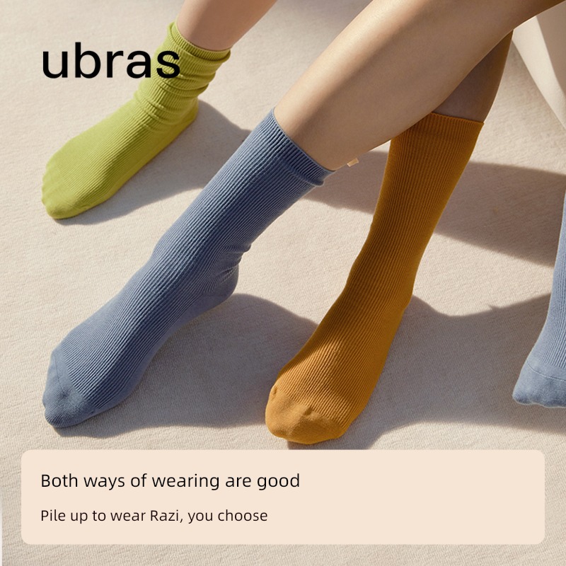 ubras Two wear decompression Ribbon decorate 3 double Middle tube socks