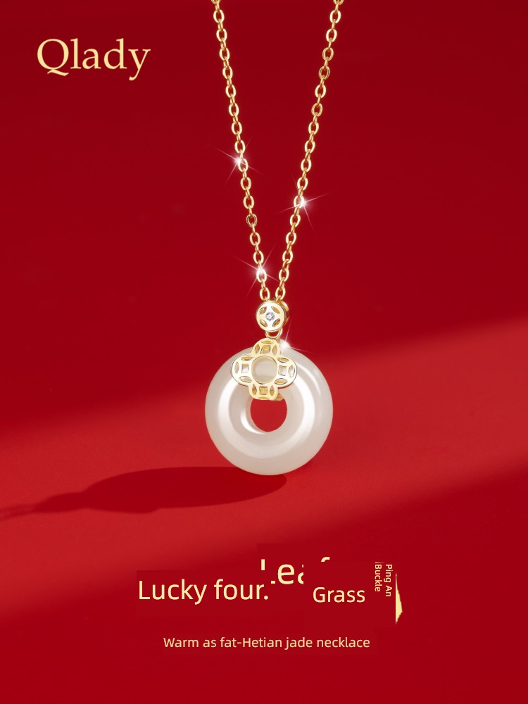 Nephrite  female Light luxury Minority ornaments Pendant Safety buckle