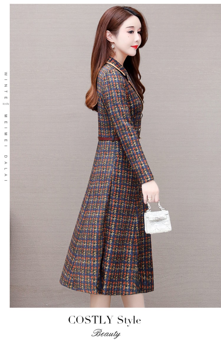 Autumn and winter Celebrity temperament Goddess Wool Dress