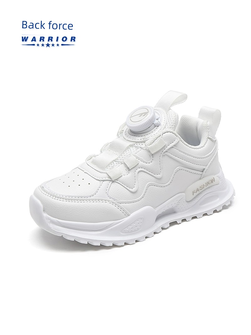 Warrior Kids Campus Rotating Buckle Breathable White Shoes — 2