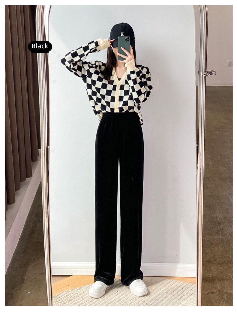 Plush spring and autumn grey Casual pants leg