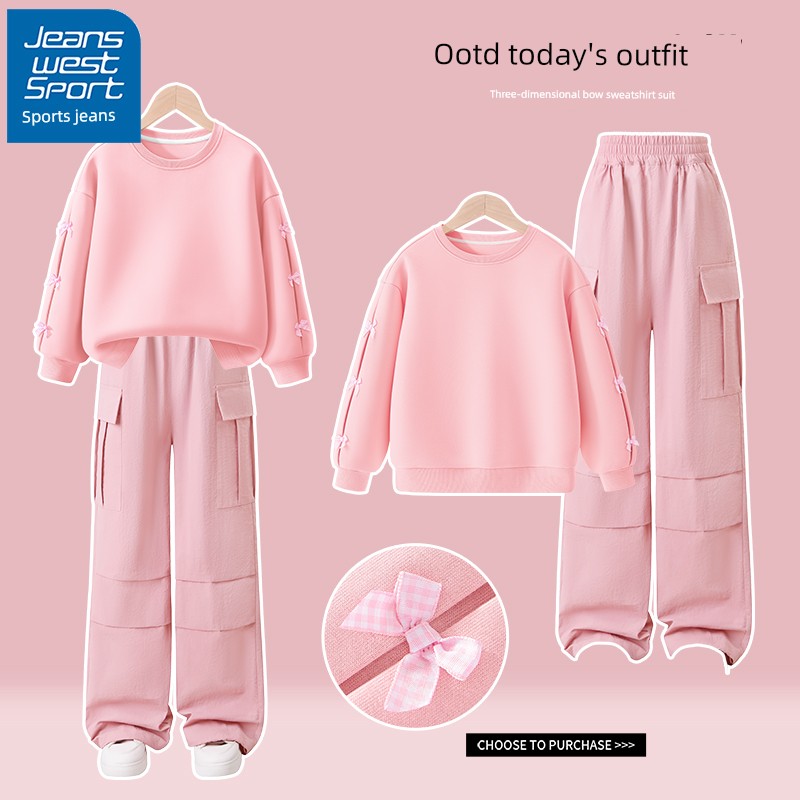 Sports Jeanswest Girls' Pants 2026 New Style Outdoor Workwear Pants Children's Long Pants Spring and Autumn Thin Style for Big Girls — 4