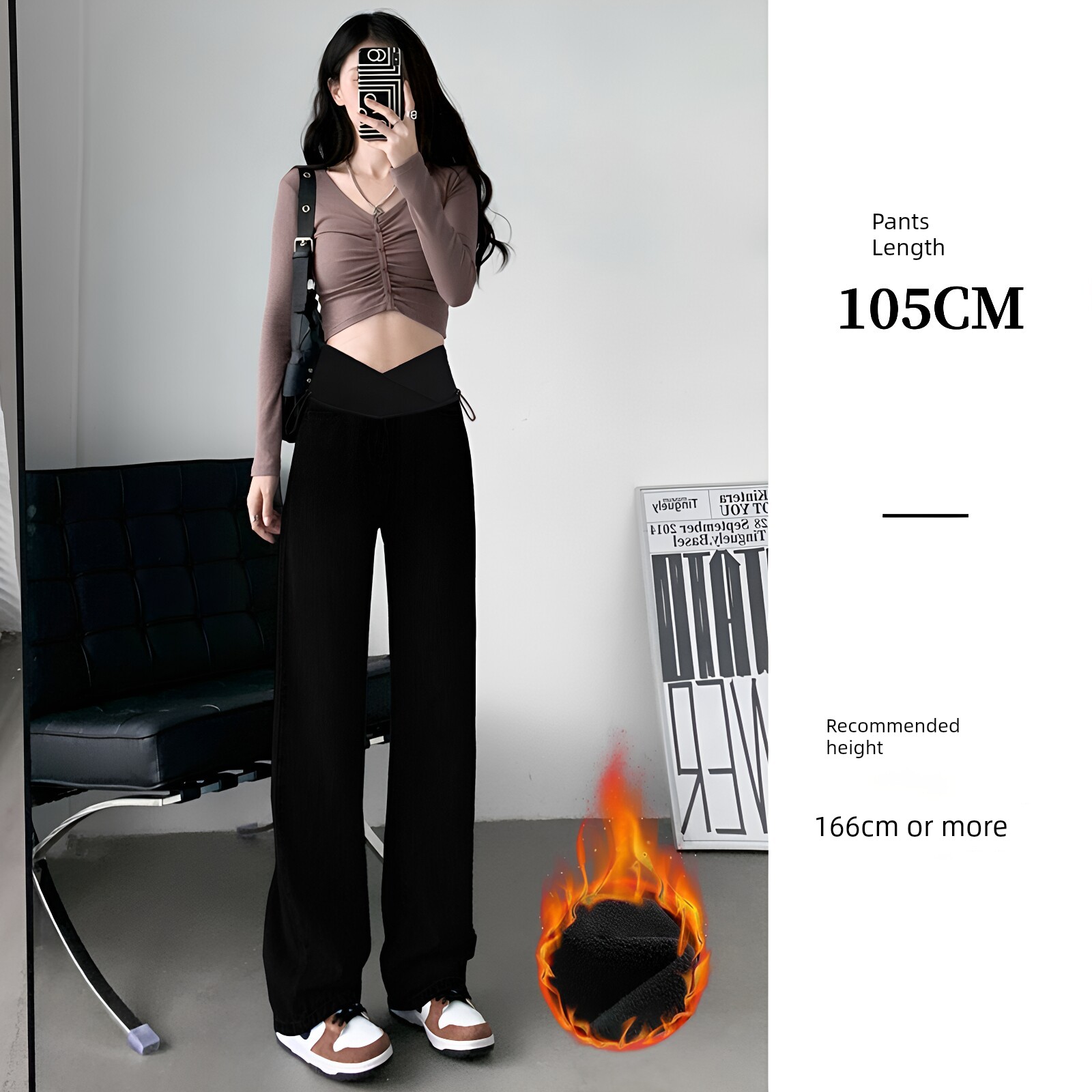 Maternity Pants for Autumn, Black Straight-Leg Pants for Outdoor Wear, 2026 New Style, Low-Waist, Non-Tight on the Belly, Summer Wide-Leg Pants, Autumn Wear — 6