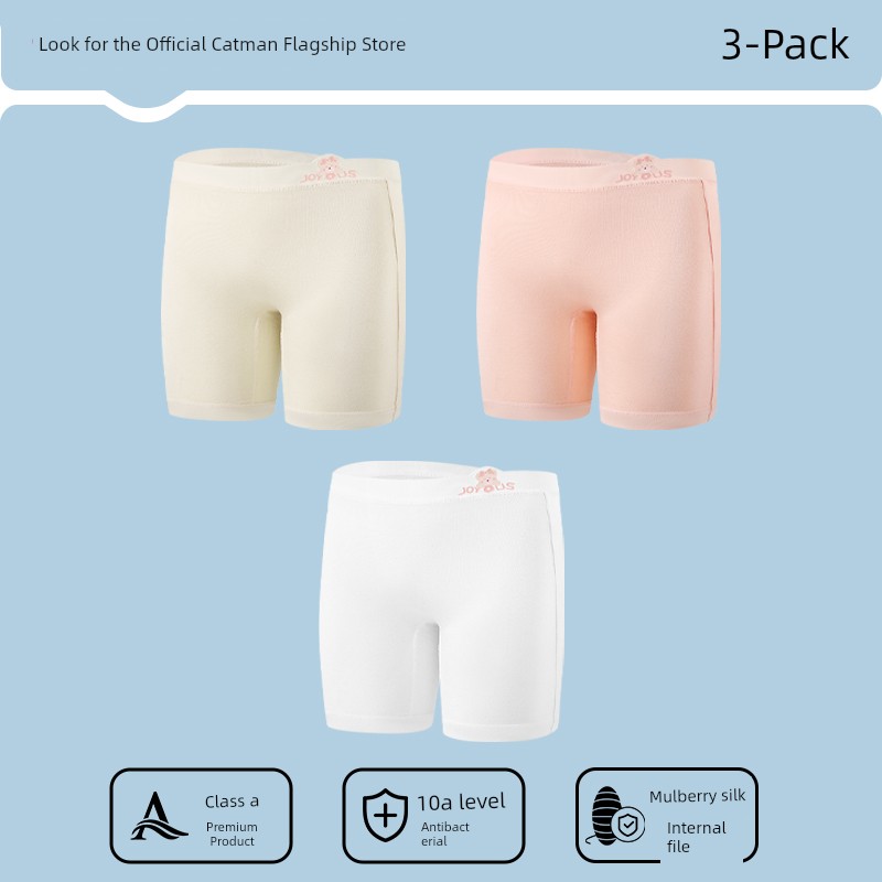 Catman Children's Safety Pants for Girls, Three-In-One Underwear, Class a 10A Antibacterial, 2026 Summer Thin Anti-Exposure Leggings — 4