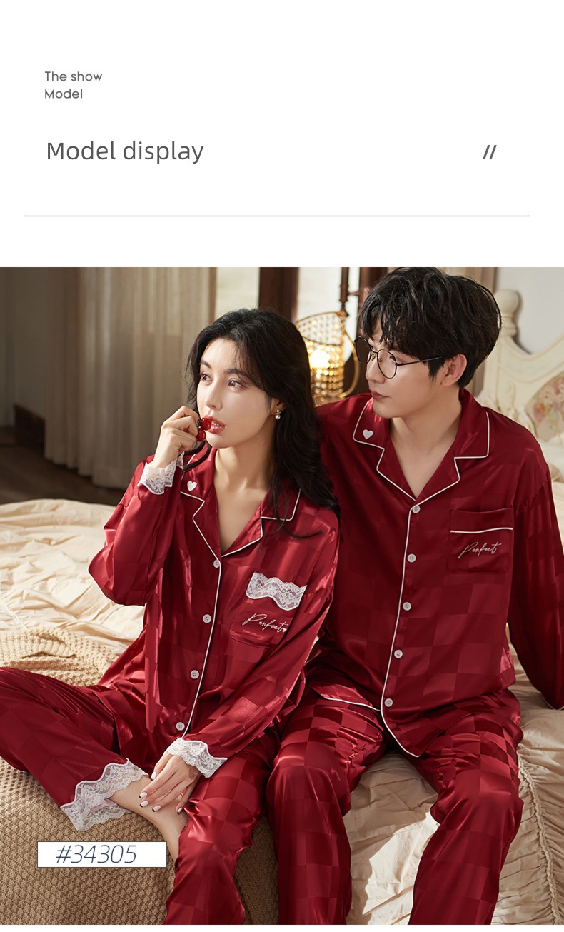 female Ice silk Benmingnian newly-married marry lovers pajamas