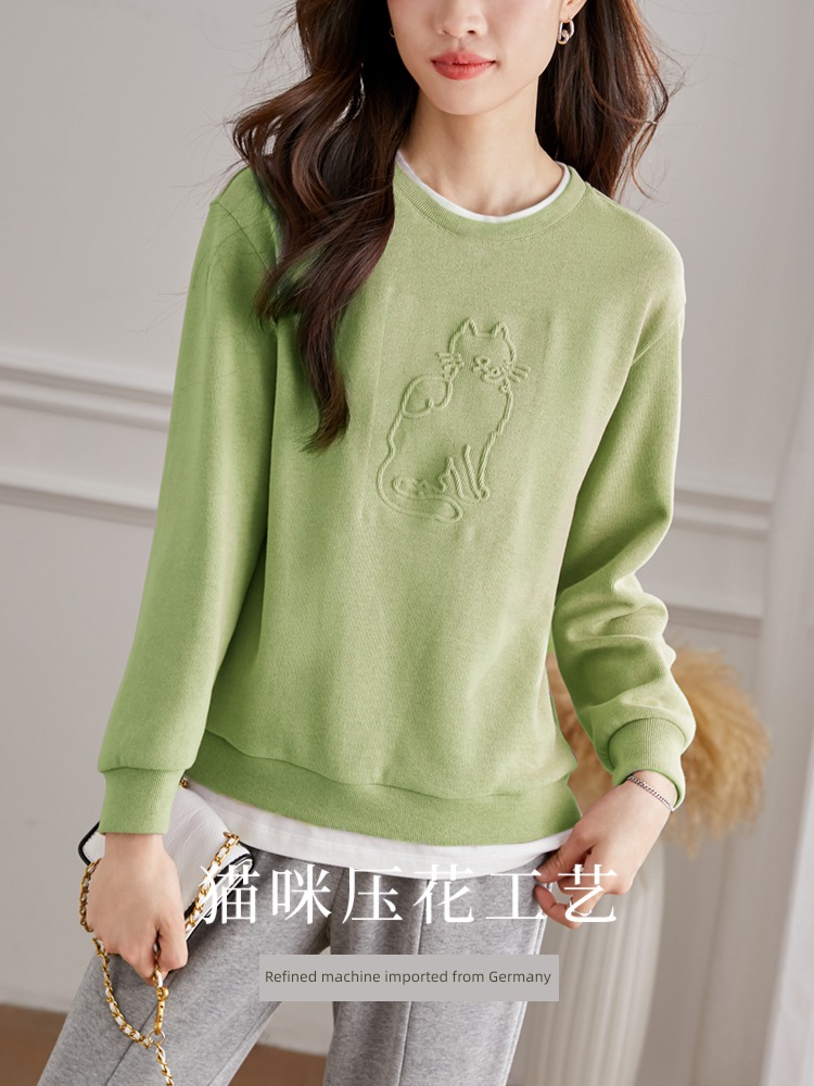 fashion Sllsky  Kitty Embossing easy leisure time Sweater