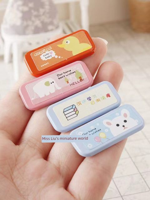 Mini food play, children's house play toys, mini stationery, full set of books, school bags, handmade DIY scene decorations