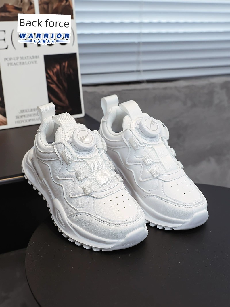 Warrior Kids Campus Rotating Buckle Breathable White Shoes