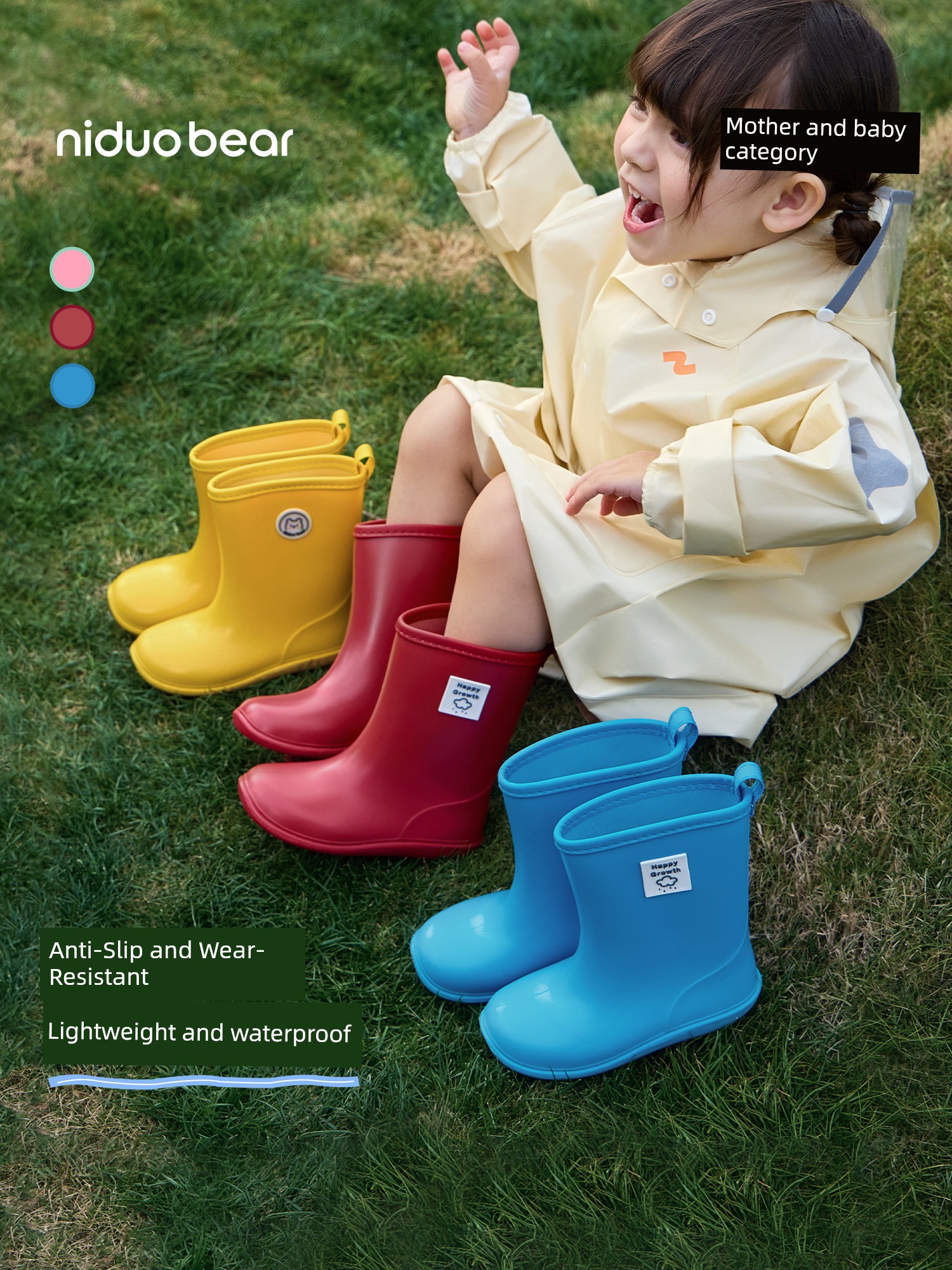 Nido Bear 2026 Kidsren's Rain Boots for Boys and Girls, Kidsren's Rain Boots, Kidsren's Water Shoes, Non-Slip Rain Boots for Small and Medium-Sized Kidsren