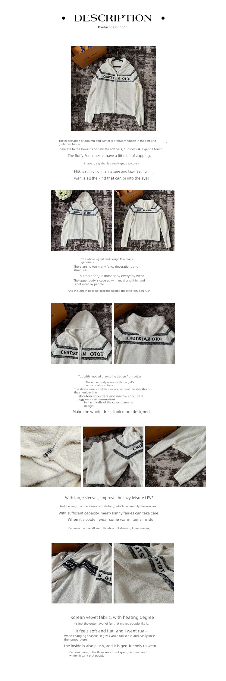 loose coat female OKMA Hooded easy Soft waxy glutinous sweater