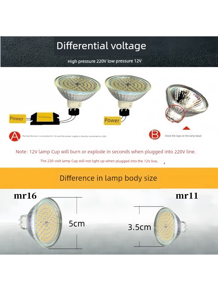 Led the Lamp Cup Spotlight Bulb MR16 MR11 GU10 the Lamp Cup 220V 12V White/Yellow Light LED Lamp MR11