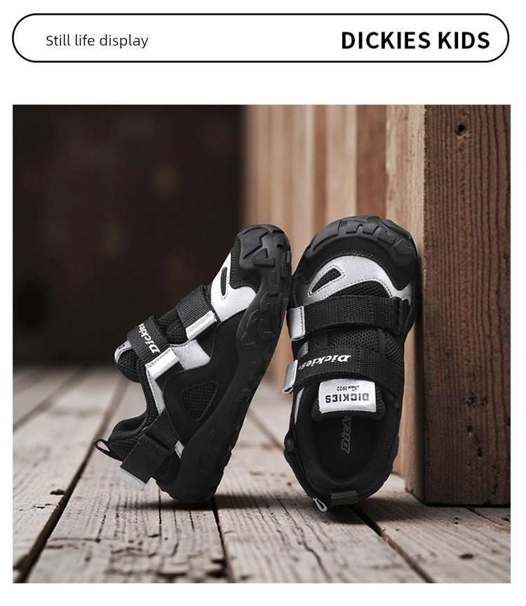 Dickies Kidsren's Sports Shoes New Style Medium and Large Kidsren's Velcro Anti-Slip Outdoor Hiking Shoes Soft-Soled Running Shoes — 16