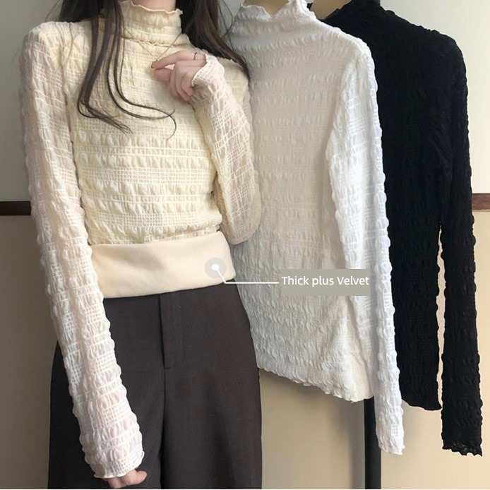 Half high collar Self-cultivation Lace Autumn and winter fashionable Gauze