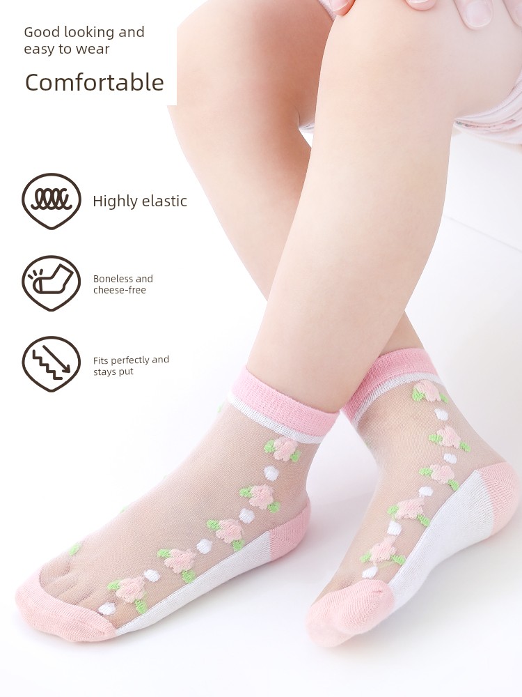 Summer Crystal Ultra-Thin Mesh Breathable Baby Ice Silk Socks — 4