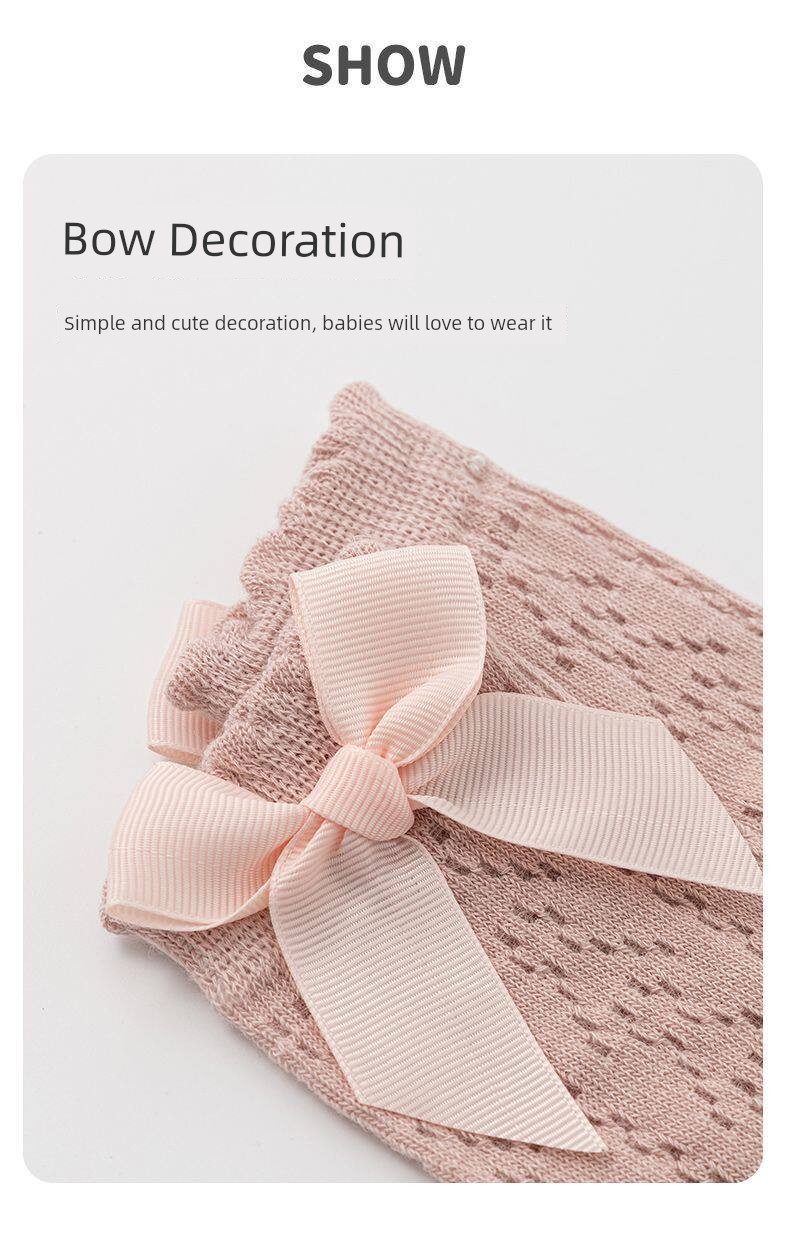 Baby Socks for Girls, Summer Mesh Breathable Bowknot Cute Anti-Mosquito Socks, Over-The-Knee Loose Fit That Doesn'T Squeeze the Legs — 7