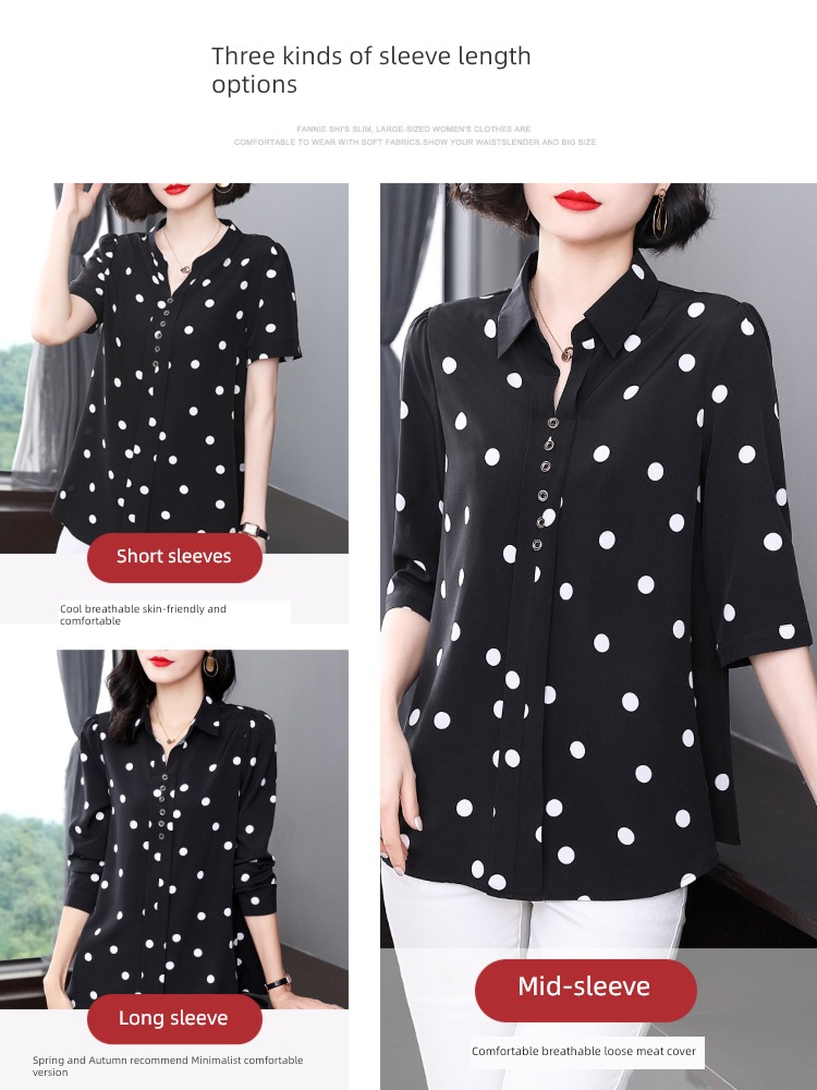 Women's wear The new middle age mom three quarter sleeve Chiffon shirt