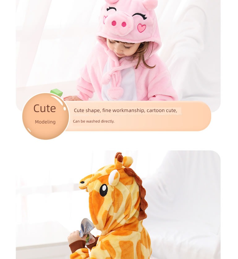 children Conjoined pajamas animal child Flannel Cartoon
