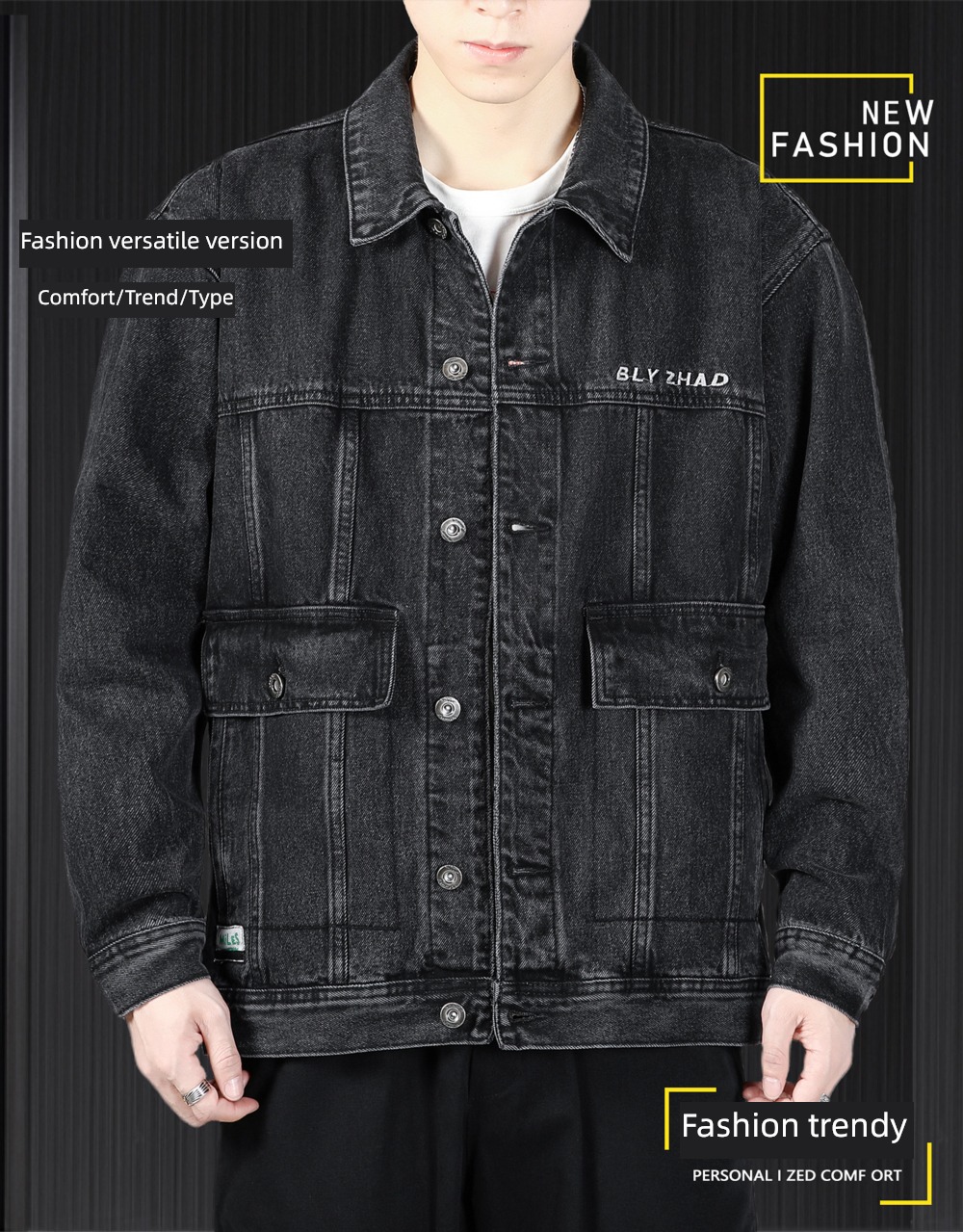 Chaopai black autumn easy Plush cowboy Jacket