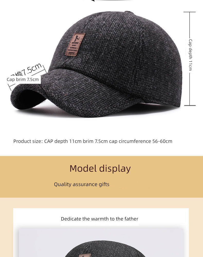 man Autumn and winter dad old man Cold proof Ear protection Hat