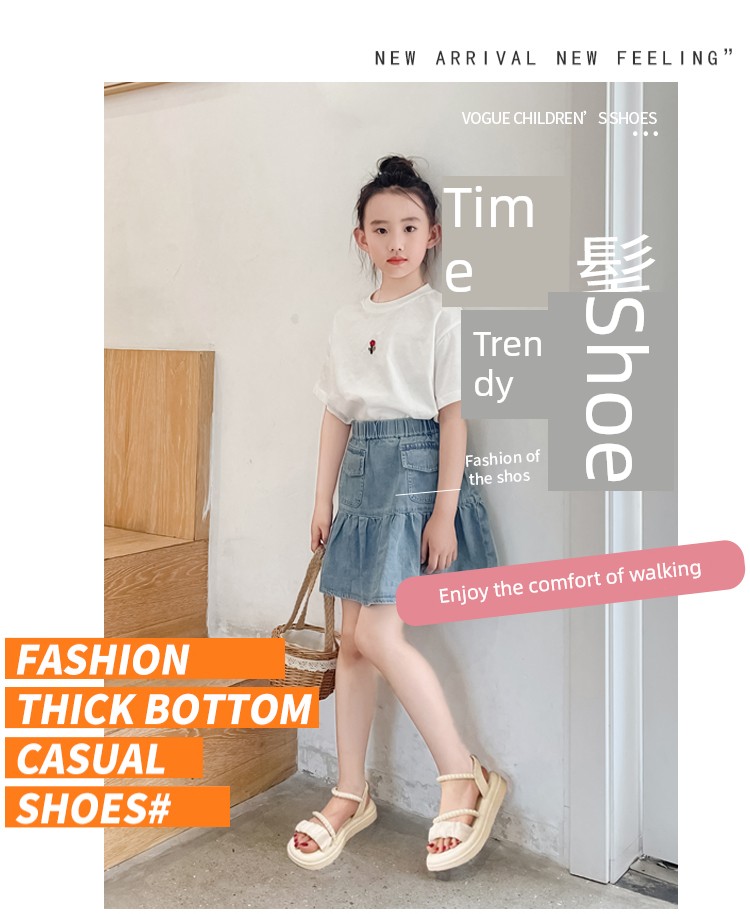 Girls' Sandals 2026 New Style Princess Trendy Beach Shoes for Older Children Casual Sports Shoes Soft-Soled Roman Shoes Trendy — 1