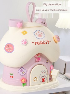 Internet-Famous Mushroom House Children's Piggy Bank DIY Decorative Ornament, Anti-Fall, Only Deposits No Withdrawals, S