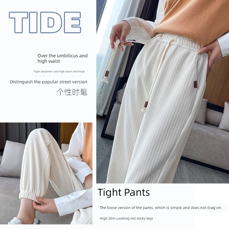 female Autumn and winter thickening Tightness High waist corduroy trousers