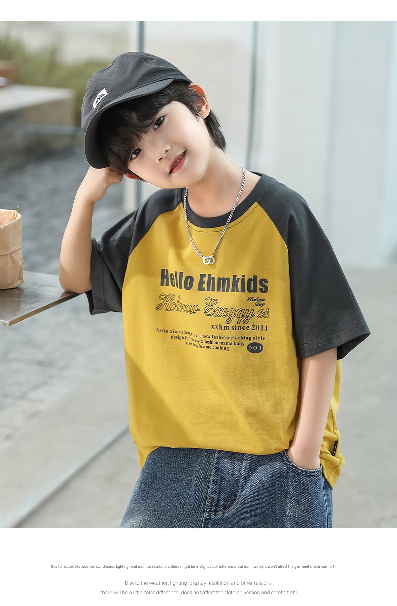 Little Elephant Ham Children's Clothing Boys' Short-Sleeve T-Shirt Patchwork Kids' Summer Half-Sleeve 2026 New Summer Cool Top — 31