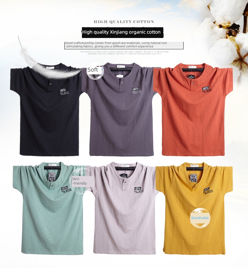 feel Short sleeve Open collar the fat Sweaters Fat version flax