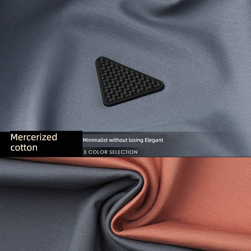 man Mercerized cotton Solid color Undershirt Short sleeve T-shirt