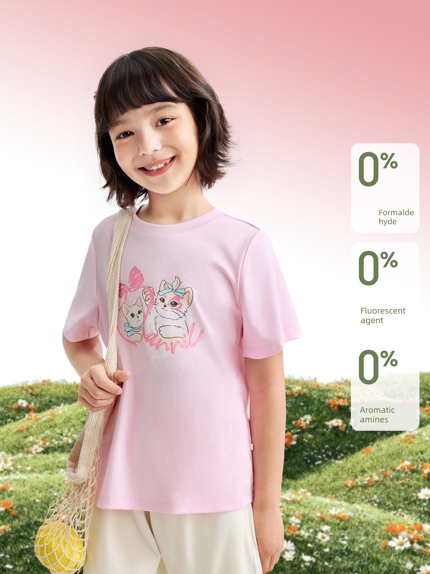 [All-Cotton Quick-Drying T-Shirt] Anai Kidsren's Clothing Girls' Round Neck Short-Sleeved T-Shirt 2026 Summer New Style Sports Casual Breathable — 2
