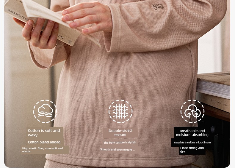 Manxi Autumn and Winter Camellia Waffle Nursing Clothes Yoga Sports Wearable Postpartum Outfit Maternity Homewear Set — 14