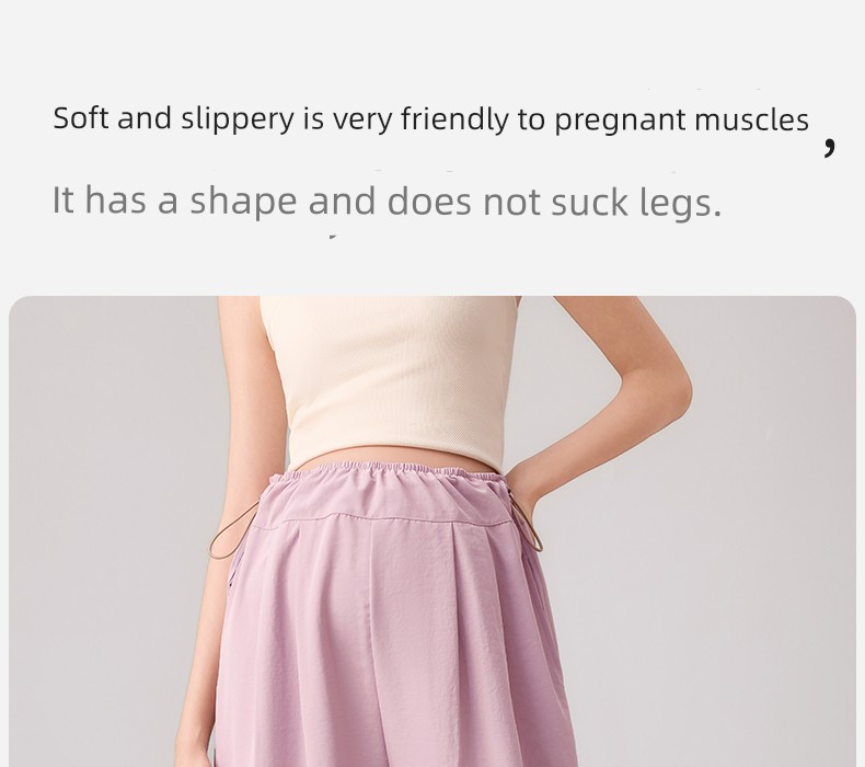 October Crystal Maternity Pants Autumn Style, Wearable Outside, Non-Tightening on the Belly, Petite Wide-Leg Cropped Casual Pants, Hydrogen Pants — 16