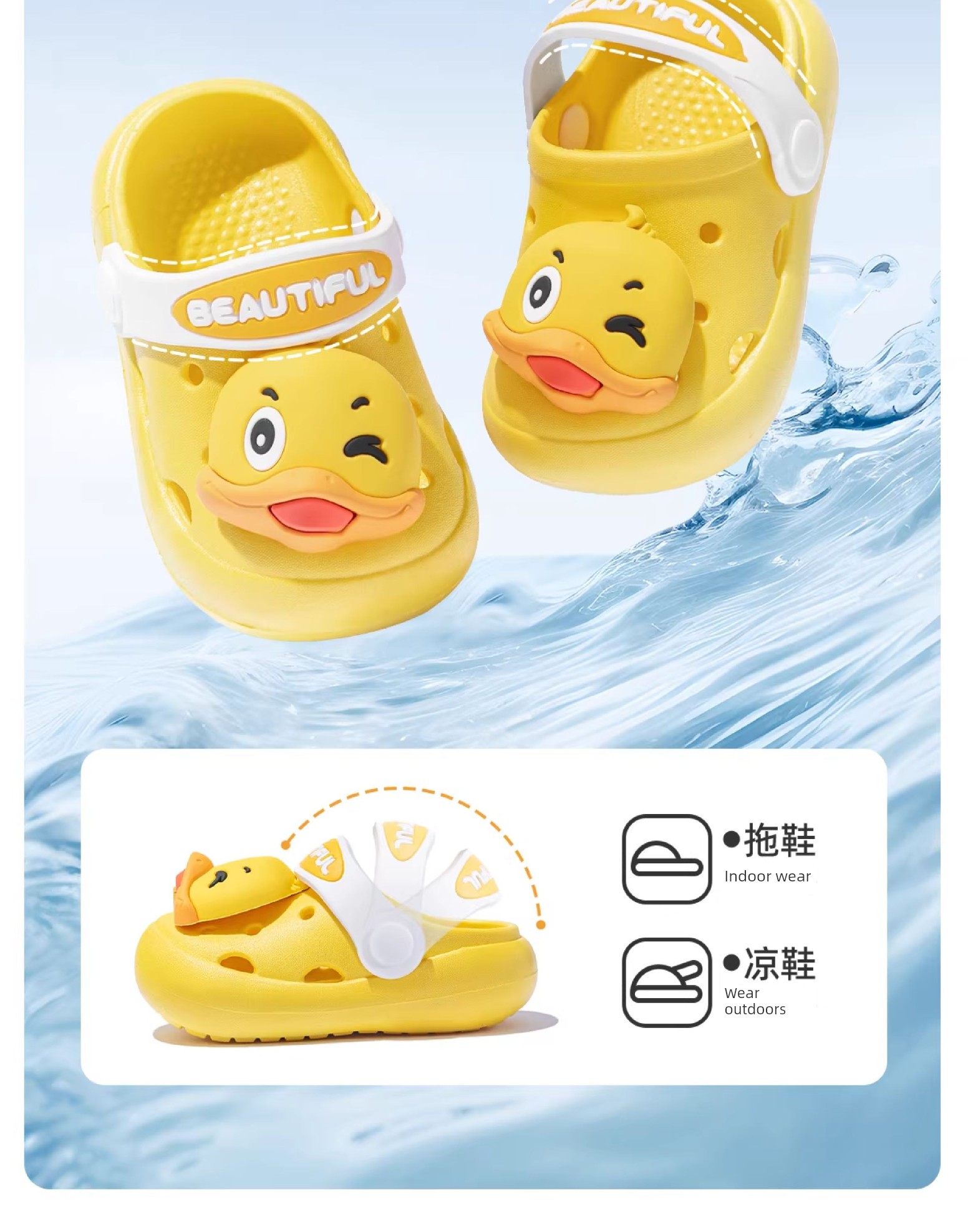 Jq Jingqi Children's Slippers for Boys, Summer Outdoor Non-Slip Indoor Closed-Toe Soft-Soled Bath Shoes for Little Girls, Breathable Clogs — 8