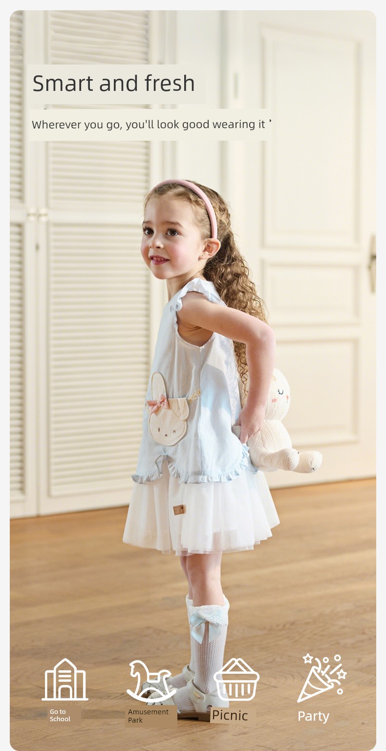 David Bella Girls' Summer Dress New Style Lyocell Cool Gauze Skirt Blue Princess Dress Baby Girl Dress — 10