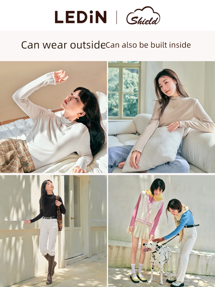 Happy town white Inner lap Half high collar Derong knitting jacket