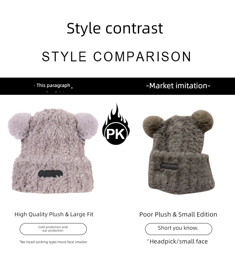 lovely Plush female Autumn and winter Bear Hot money Hat