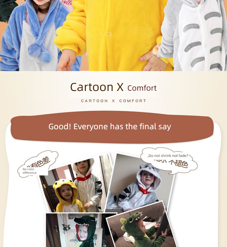 children Conjoined pajamas animal child Flannel Cartoon
