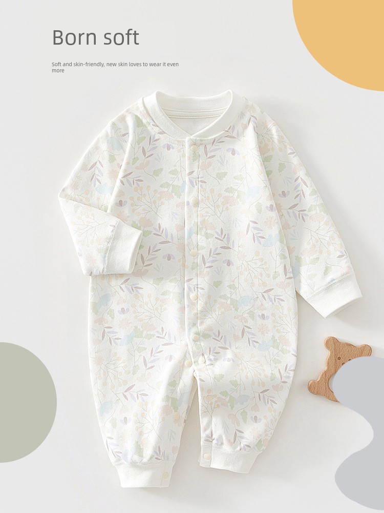 Newborn Baby Jumpsuit, Spring and Autumn Infant Clothing, Pure Cotton Base Pajamas, Unisex Baby Romper Crawling Suit — 3